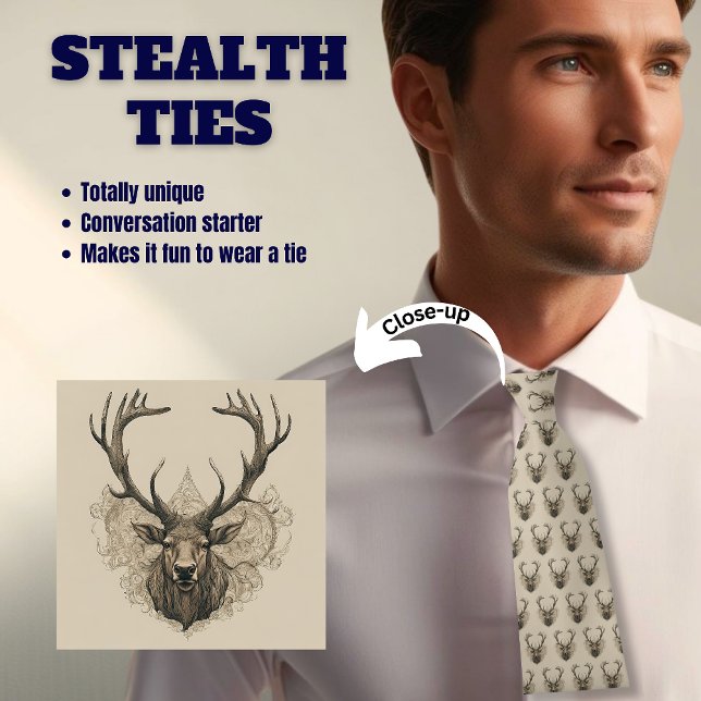 Elk Deer Antler Hunter Stealth Neck Tie (Creator Uploaded)