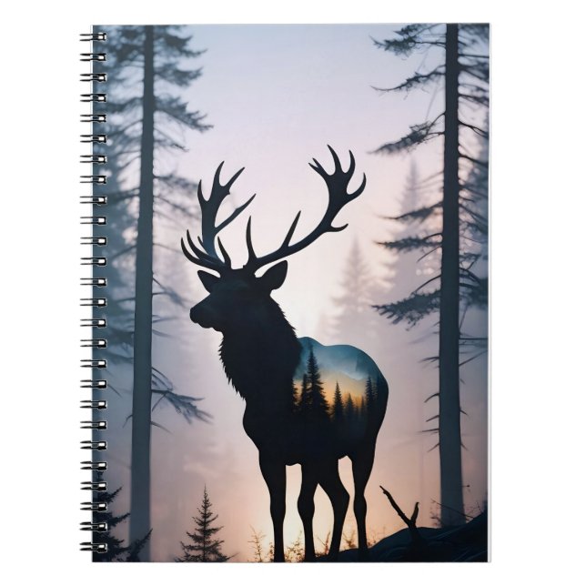 Elk Double Exposure Animal Nature Wilderness Wild Notebook (Front)