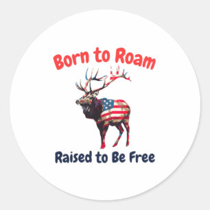 Elk Flag America Classic Round Sticker