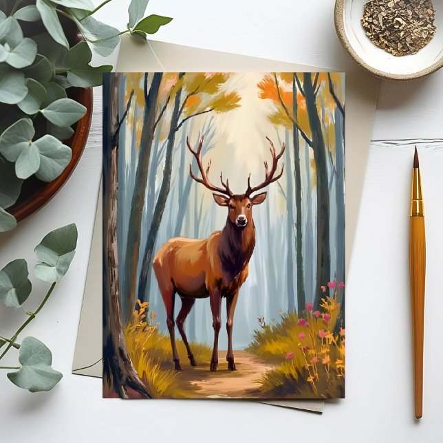 Elk Forest Watercolor Landscape Postcard (Creator Uploaded)