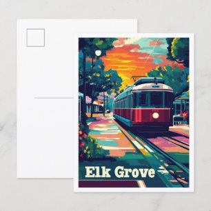 Elk Grove California Vintage Travel Illustration Postcard