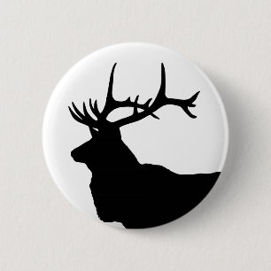 Elk Head Silhouette 6 Cm Round Badge