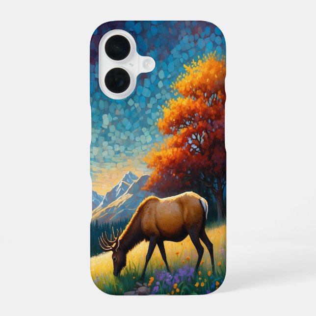 Elk in Mountain Meadow iPhone 16 Case (Back)