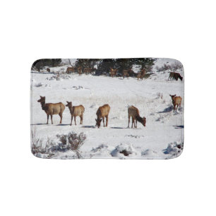 Elk in snow bathmat