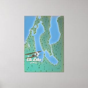Elk Lake Michigan map Canvas Print