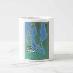 Elk Lake Michigan map Large Coffee Mug