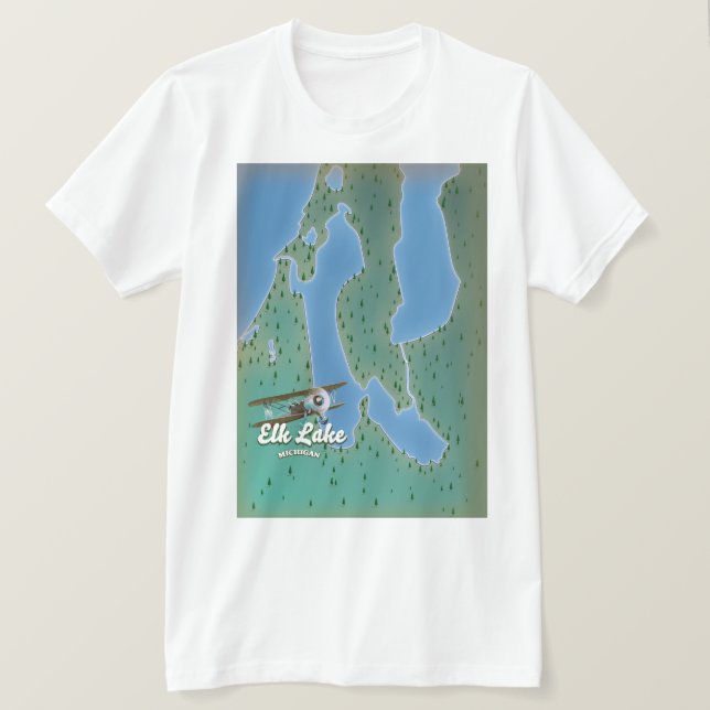 Elk Lake Michigan map T-Shirt (Design Front)