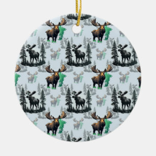 Elk Moose Antlers Deer Pattern Design Ceramic Tree Decoration