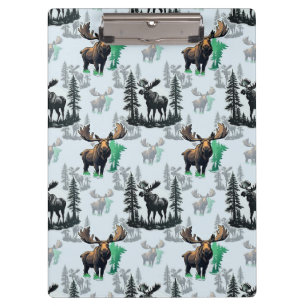 Elk Moose Antlers Deer Pattern Design Clipboard