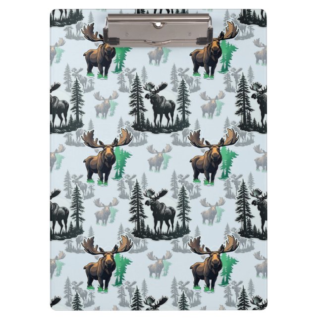 Elk Moose Antlers Deer Pattern Design  Clipboard (Front)