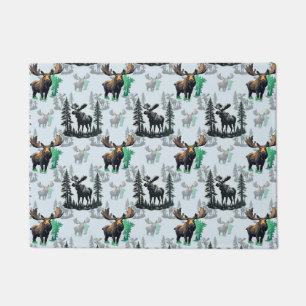 Elk Moose Antlers Deer Pattern Design  Doormat