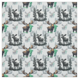 Elk Moose Antlers Deer Pattern Design Fabric