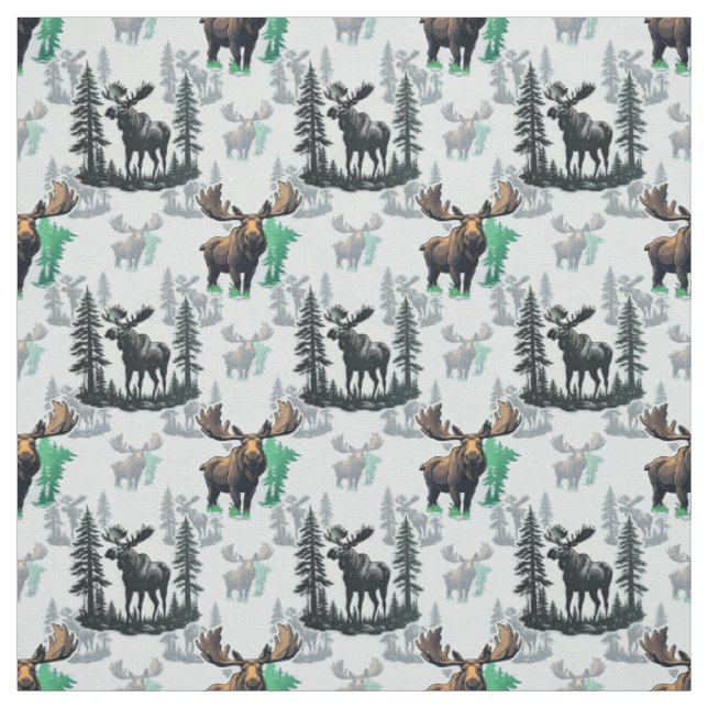 Elk Moose Antlers Deer Pattern Design  Fabric (Swatch)