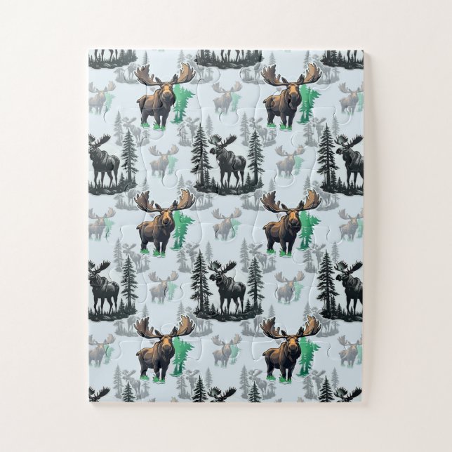 Elk Moose Antlers Deer Pattern Design  Jigsaw Puzzle (Vertical)
