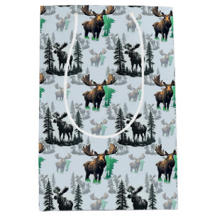Elk Moose Antlers Deer Pattern Design  Medium Gift Bag