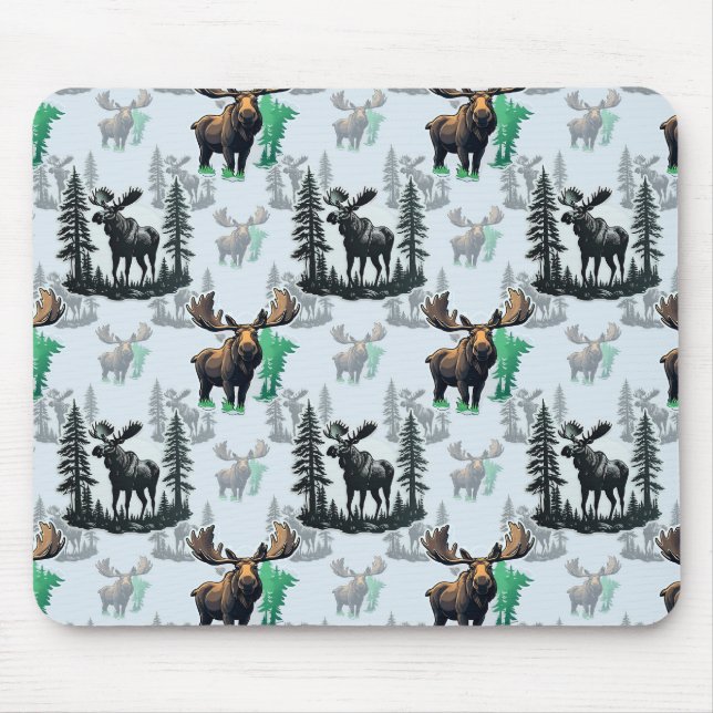 Elk Moose Antlers Deer Pattern Design  Mouse Pad (Front)
