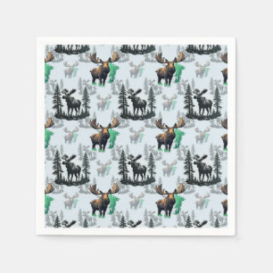 Elk Moose Antlers Deer Pattern Design Napkin