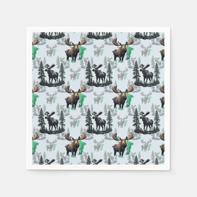 Elk Moose Antlers Deer Pattern Design  Napkin (Front)