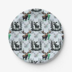 Elk Moose Antlers Deer Pattern Design  Paper Plate