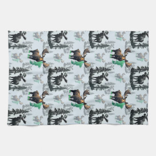 Elk Moose Antlers Deer Pattern Design  Tea Towel
