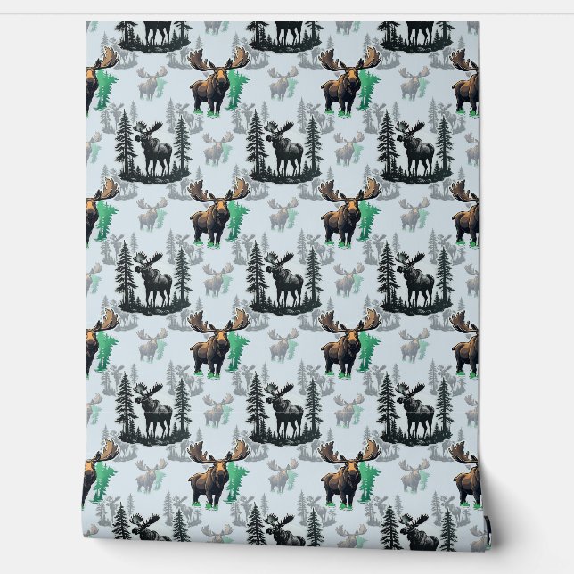 Elk Moose Antlers Deer Pattern Design  Wallpaper (Unrolling)