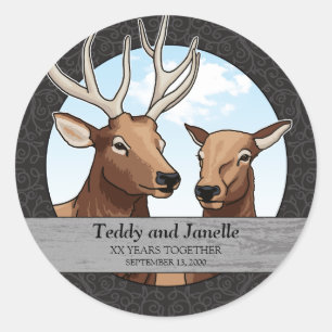 Elk Personalised Wedding Anniversary Wildlife Classic Round Sticker