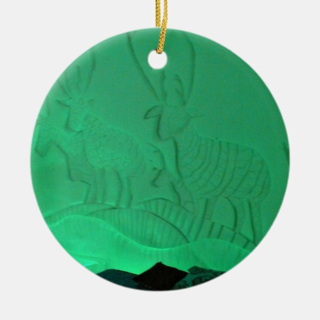 Elk Room at Hotel de Glace, Quebec, Canada Ceramic Tree Decoration (Front)
