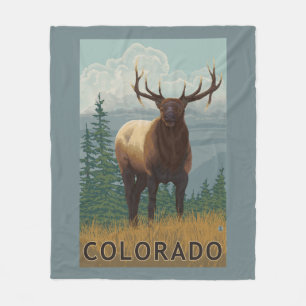 Elk SceneColorado Fleece Blanket