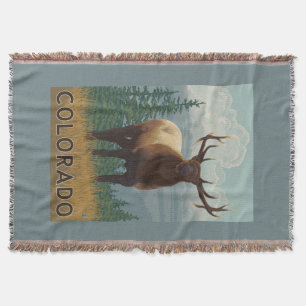 Elk SceneColorado Throw Blanket