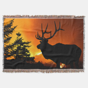 Elk silhouette throw blanket