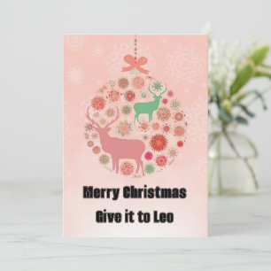 Elk snowflake silhouette pendant ring with pink bo invitation