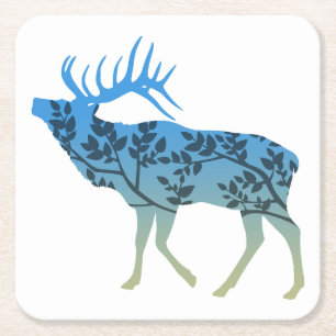 Elk Tree Square Paper Coaster