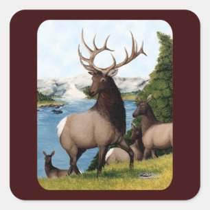 Elk Wapiti Square Sticker