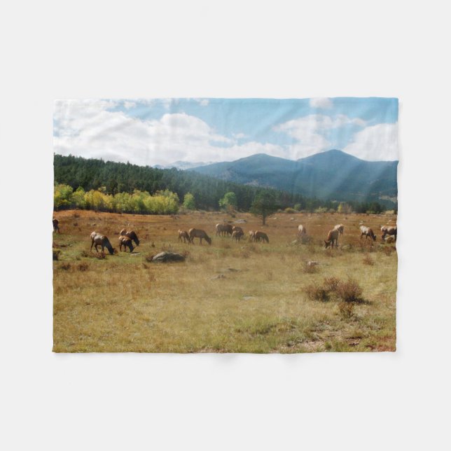 Elk wide angle fleece blanket (Front (Horizontal))
