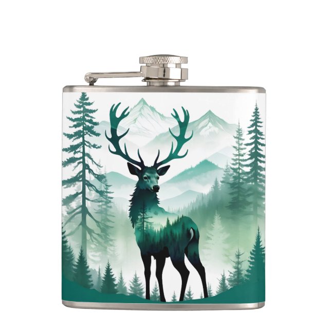 Elk Wildlife Animal Nature Environment Forest Art Hip Flask (Front)