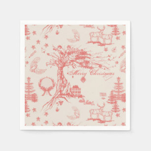 Elk Woods French Toile in Coral w/ Personalisation Napkin
