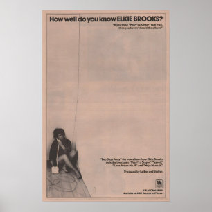 ELKIE BROOKS Poster - 1977 original NME - Two Days