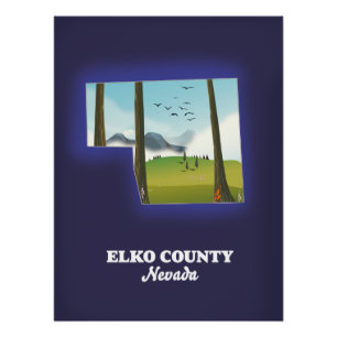 Elko County Nevada map Poster