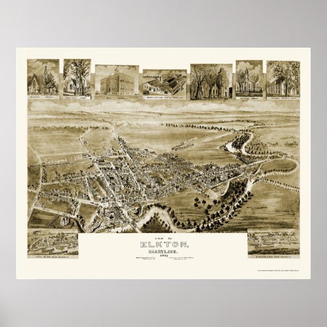 Elkton, MD Panoramic Map - 1907 Poster (Front)