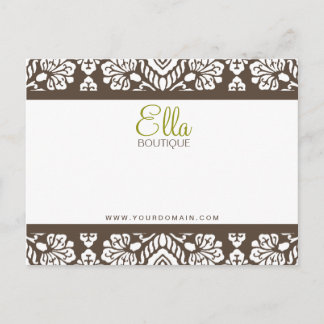 Ella #1 Brown Damask Chic Bow Card