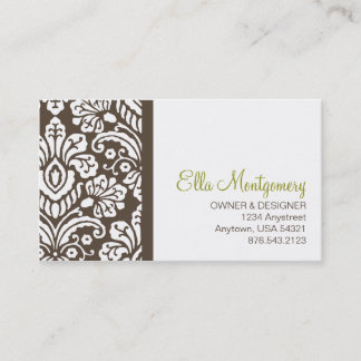 Ella #2 Chic Brown Damask Business Cards