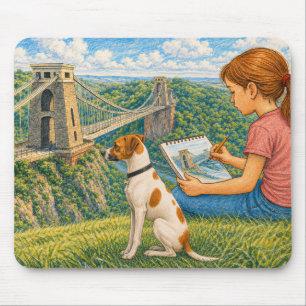 Ella and Bella Sketch Clifton Suspension Bridge Mouse Pad