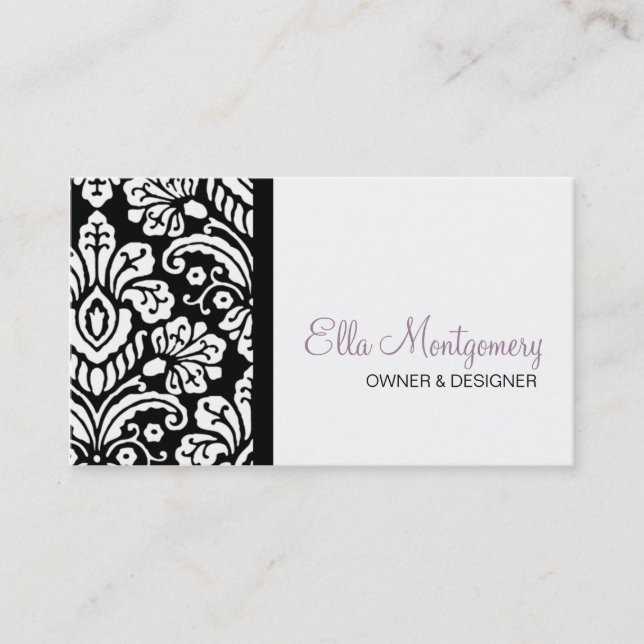 Ella Black Damask Business Card Special Listing (Front)