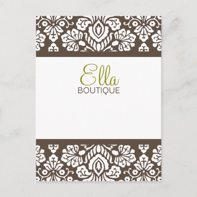 Ella Brown Damask Chic Postcard Vertical (Front)