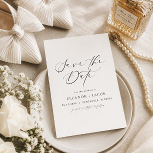 ELLA Elegant Minimalist Script Photo Save the Date Invitation