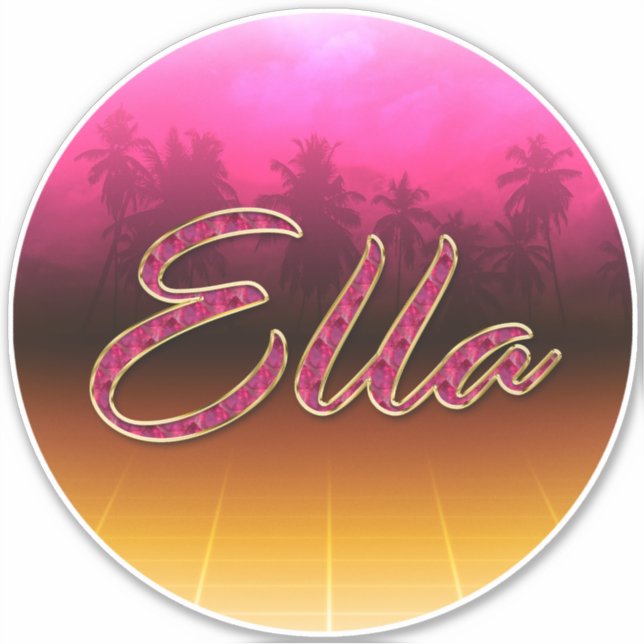 Ella First Name Golden pink Sticker (Front)