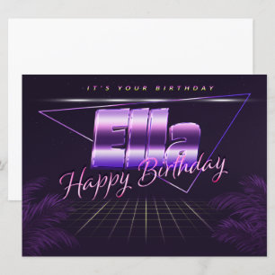 Ella Name Vorname lila retro Karte Geburtstag Card