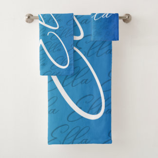 Ella Repeating Name Pattern Design Bath Towel Set