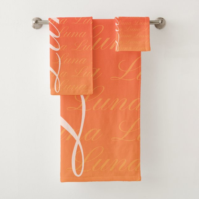 Ella Repeating Name Pattern Design Bath Towel Set (Insitu)