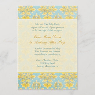 Elle Damask Light Blue Wedding initivation Invitation
